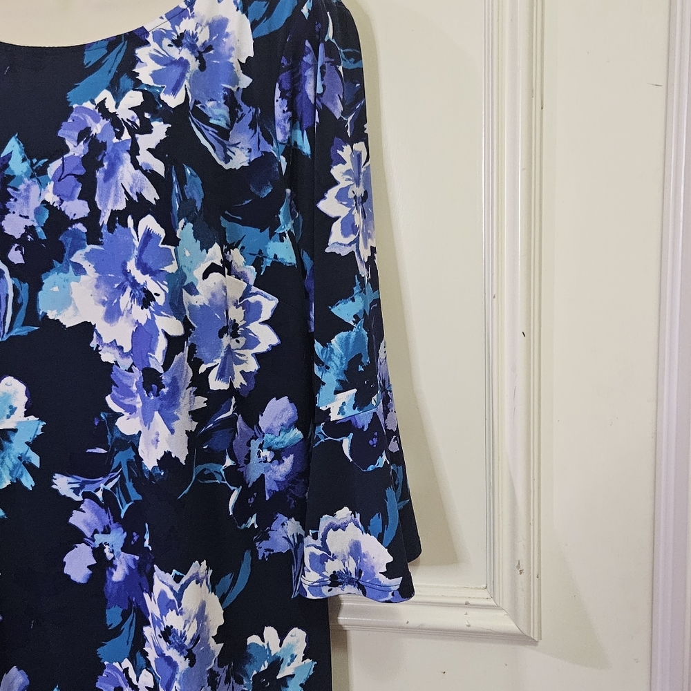 ROZ & Ali Navy Blue Multi-Color Floral Midi Dress, X-Large - Picture 10 of 16